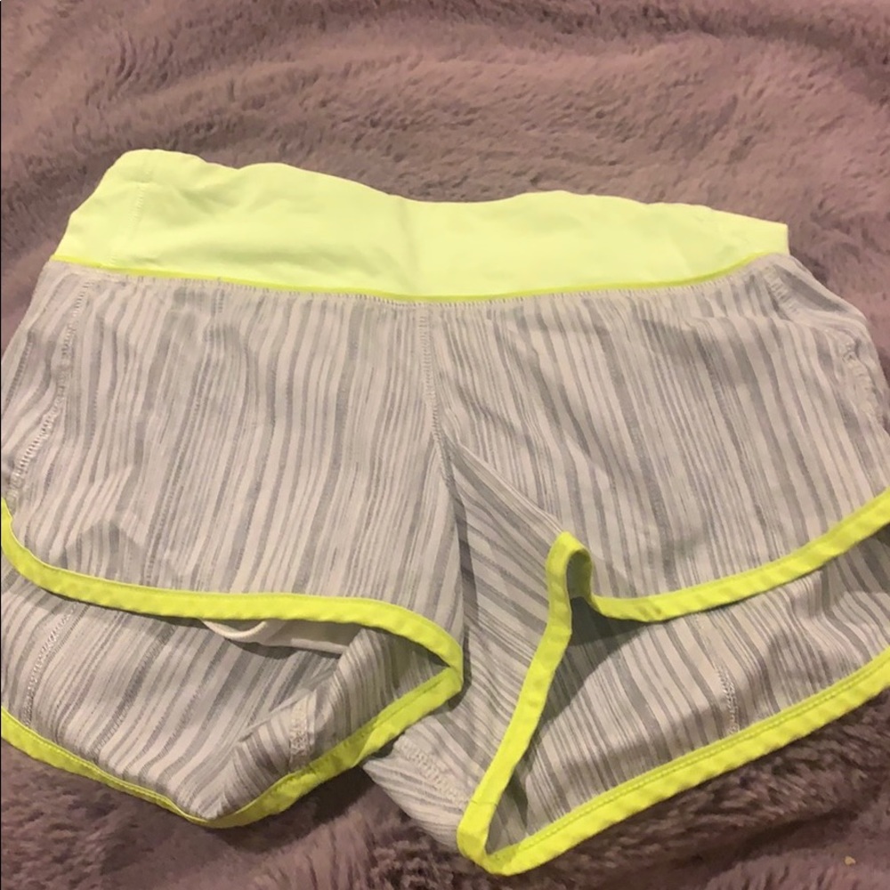 Green and stripe pattern lululemon speed shorts